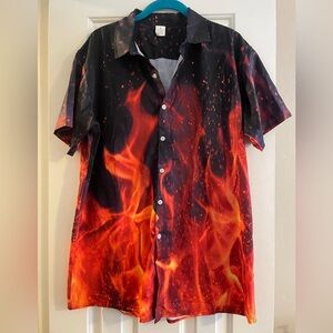 Flame Button-down Short Sleeve Shirt